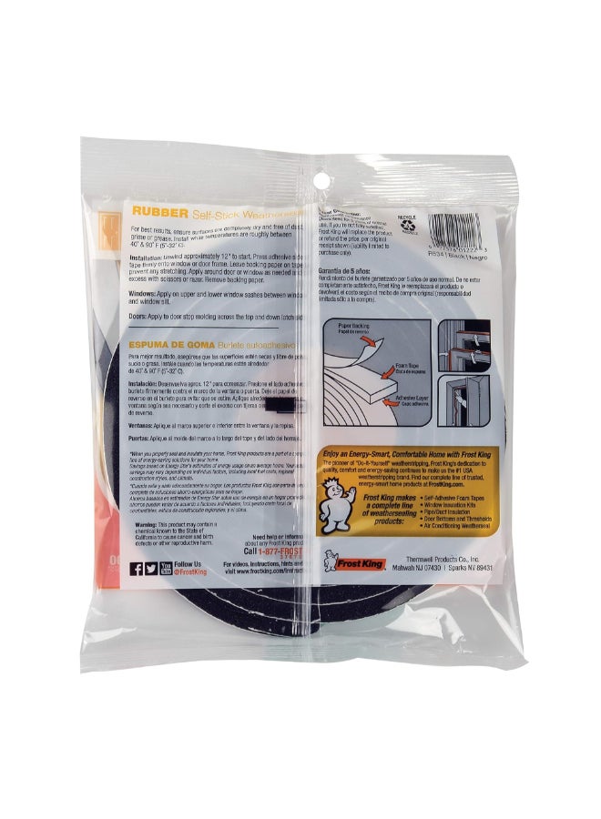 Frost King Rubber Foam Self-Stick Weatherseal Tape Black 3/4 Inch x 10ft R534H - Image 5